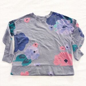 Aerie Women’s Floral Sweatshirt - Gray and Multicolor Size M Like New